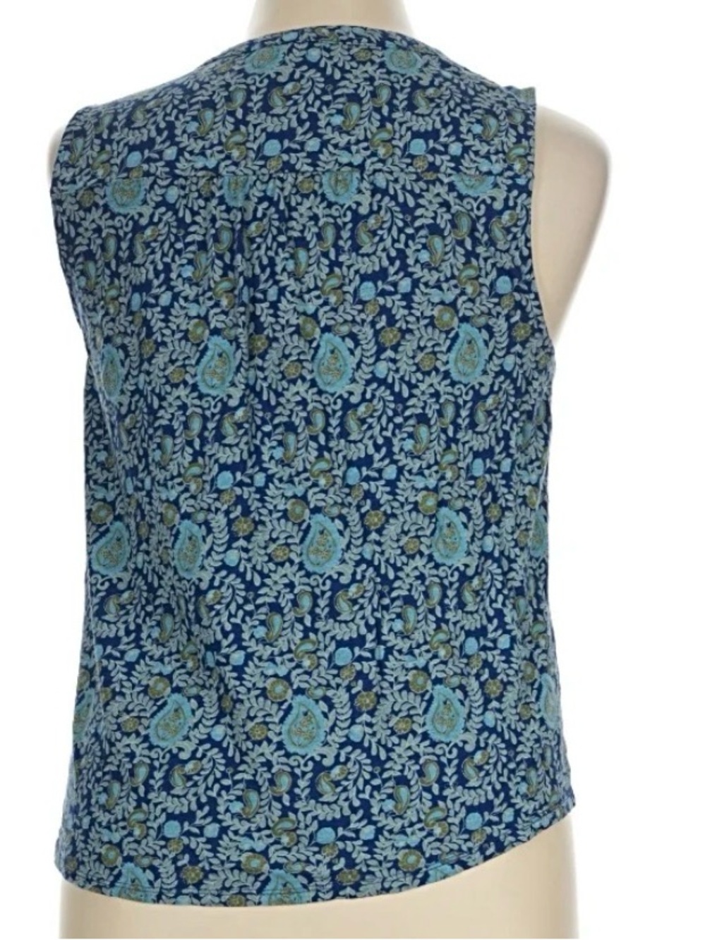 Lucky Brand Navy blue Floral Paisley V-Neck sleeveless top size large - Picture 2 of 5